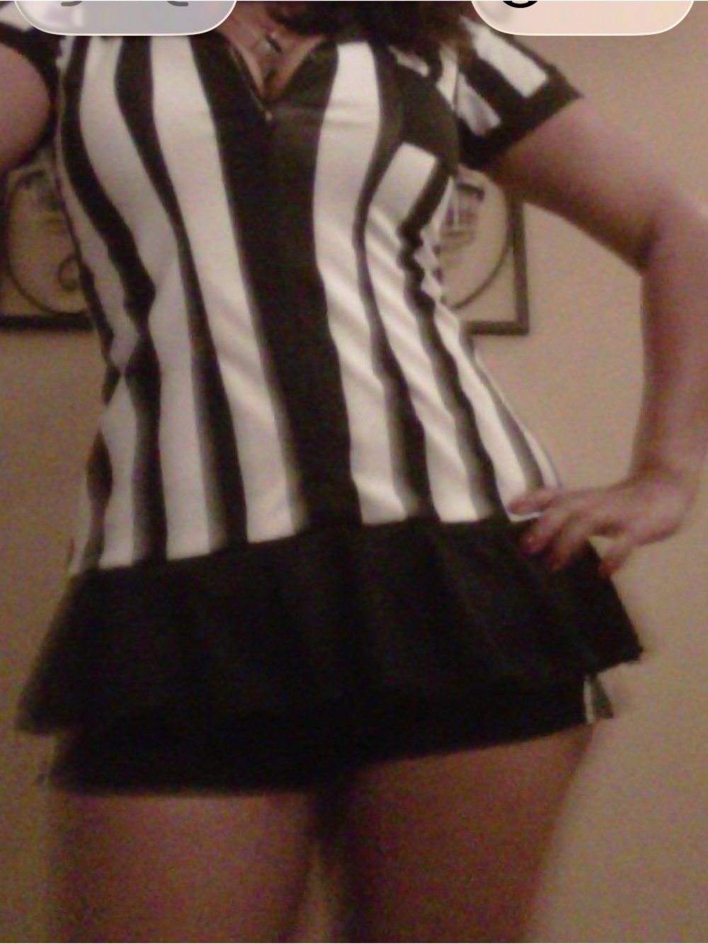 Halloween Sexy Referee Black and White Striped Camisole with Peplum Hem Size S